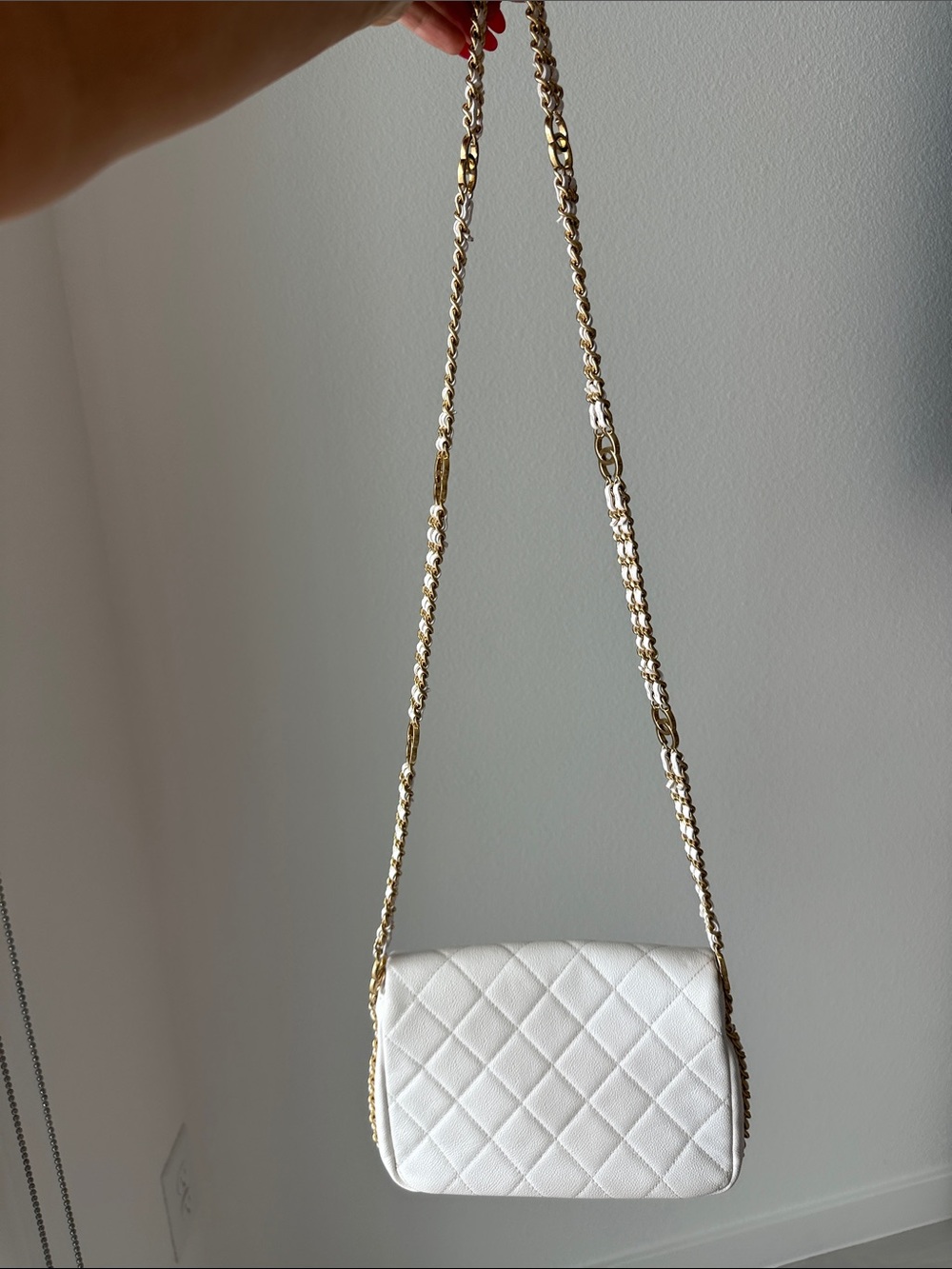 White Chanel Mini Gold Flap Bag - Picture 7 of 16